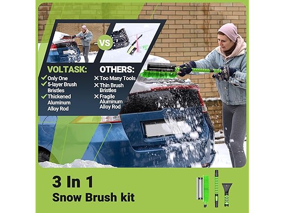 VOLTASK 41.8'' Ice Scraper and Squeegee with Snow Brush 3 in 1