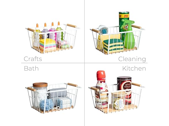 Smart Design Wood and Steel Wire Basket