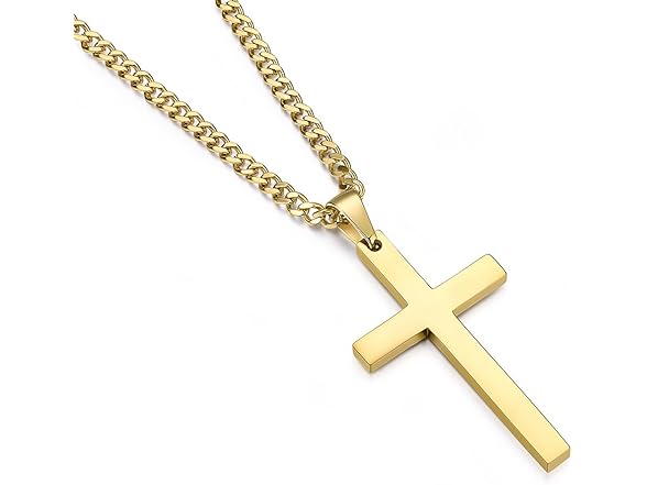 FOSIR Cross Necklace for Men, Gold