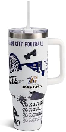 The Memory Company Official Licensed 40oz Team Spirit Stainless Steel Tumbler - Vacuum-Insulated Double-Wall Travel Cup With Handle and Straw Lid