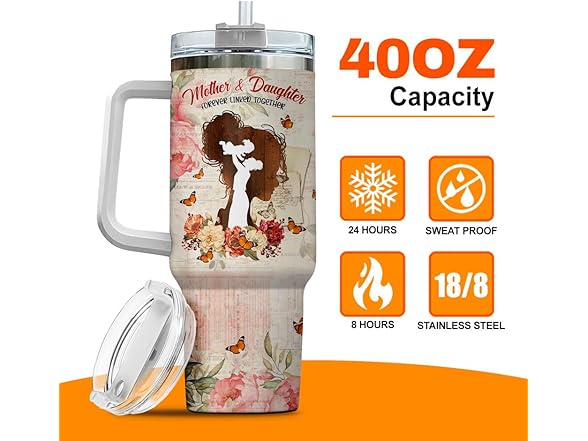 99WHALE Tumbler 40 Oz With Handle Lid