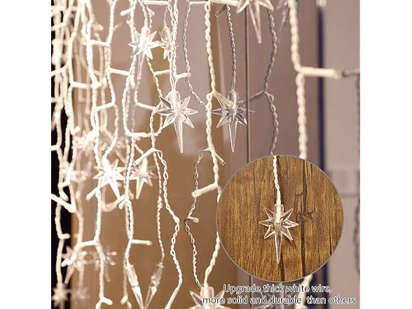 Twinkle Star Iciclelights with Star, Outdoor Cur