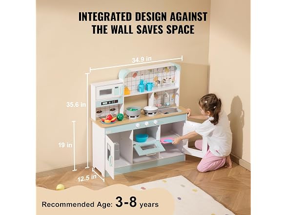 Play Kitchen for Kids, Wooden Toy Kitchen Set