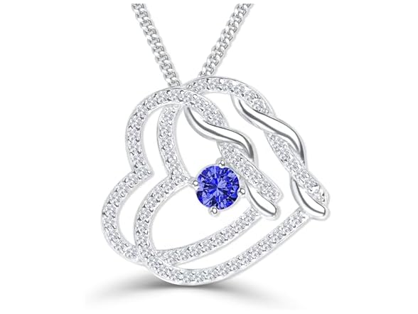 DUAL Sapphire Heart Birthstone Necklace