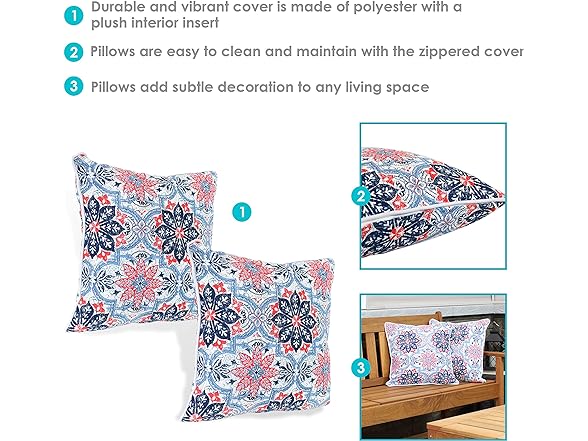 Sunnydaze Set of 2 Outdoor Throw Pillows