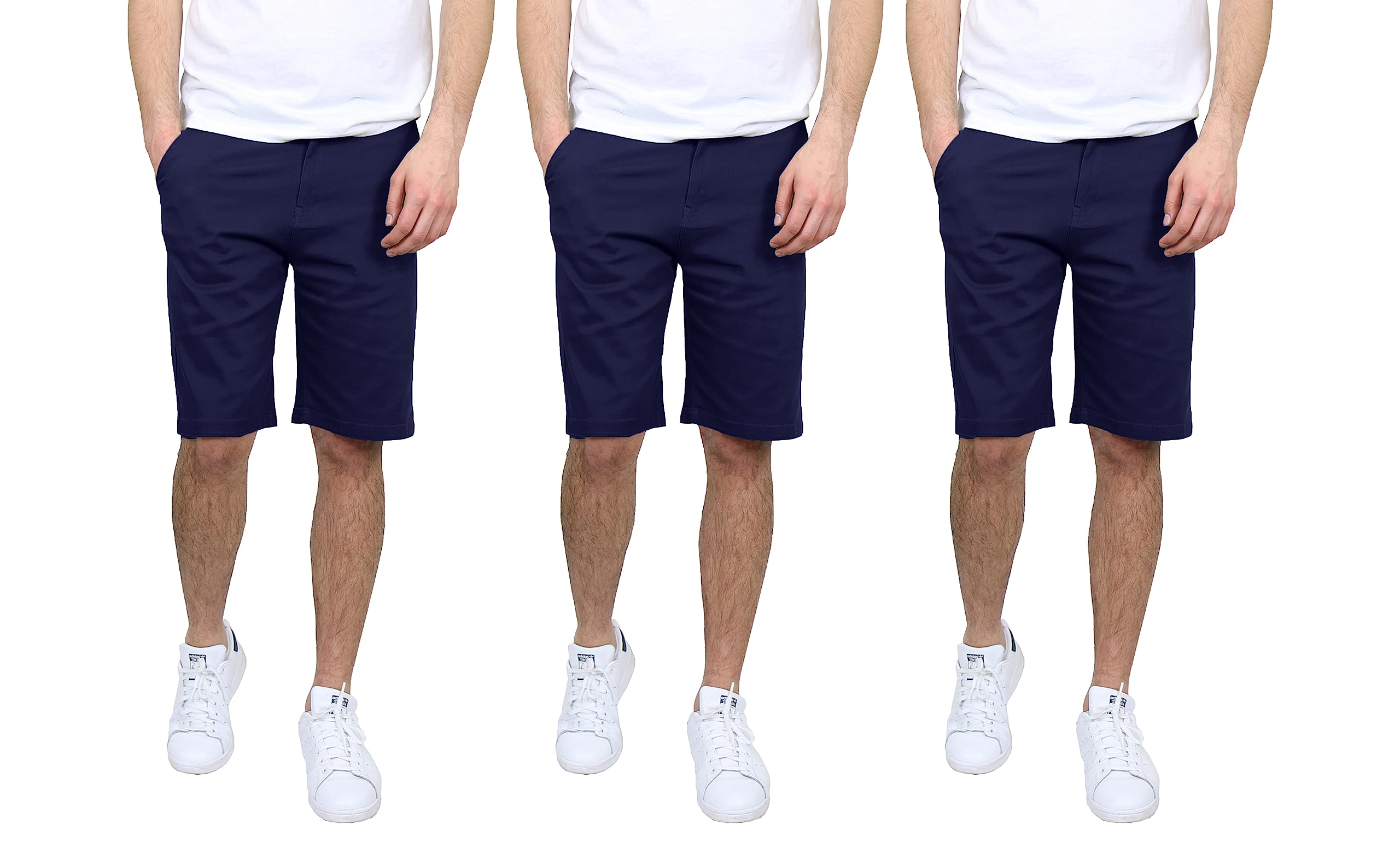 3PK Mens Flex Stretch Chino Shorts - Gallery 14