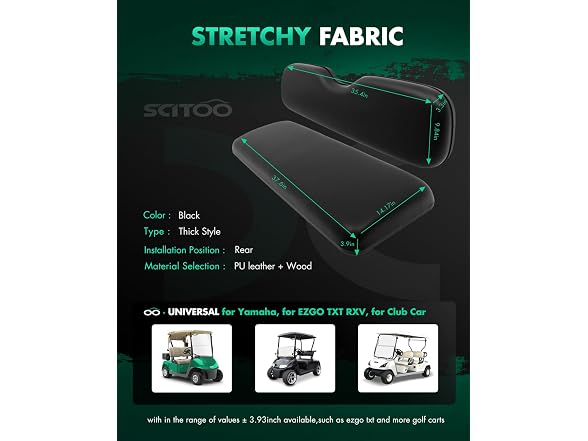 SCITOO Golf Cart Black Cushion Seat for Yamaha