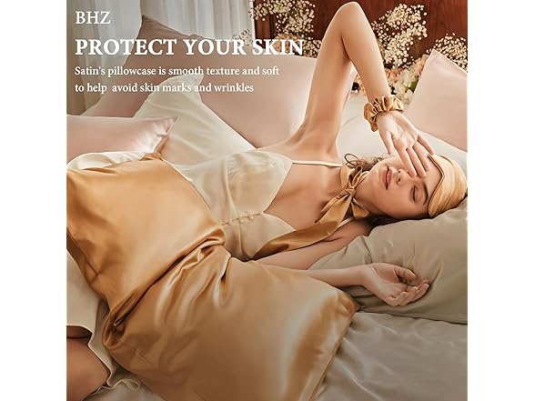 BHZ Beige Satin Goose Feather Pillow