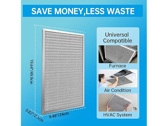 UBeesize Reusable 10x20x1 Air Filter Electrostatic HVAC