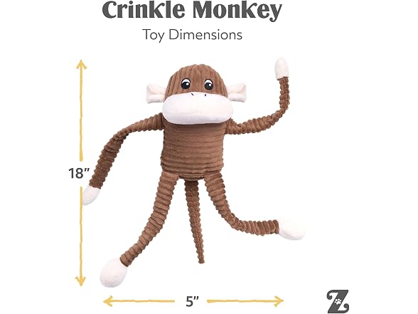 ZippyPaws Crinkle Monkey for Medium-Extra La