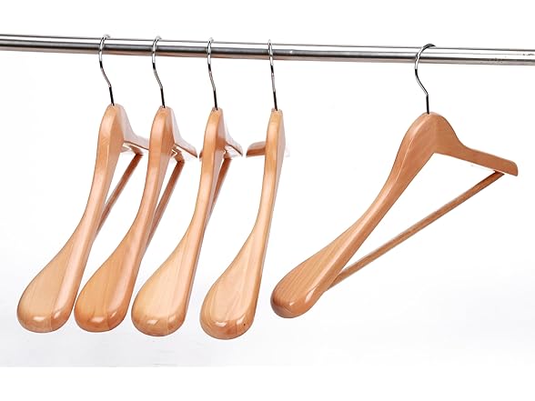 JS HANGER Wooden Suit Hangers - 6 Pack  Natural