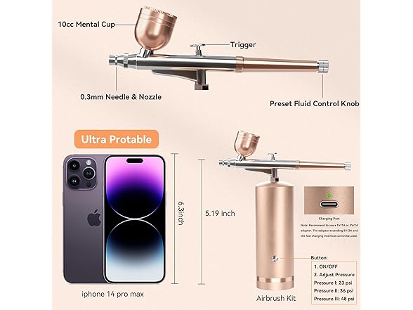 GEDSTMDRK Airbrush Kit With Compressor