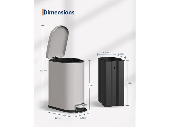 OUTLANE 2.6 Gal / 10L Stainless Steel Kitchen Trash Can Grey