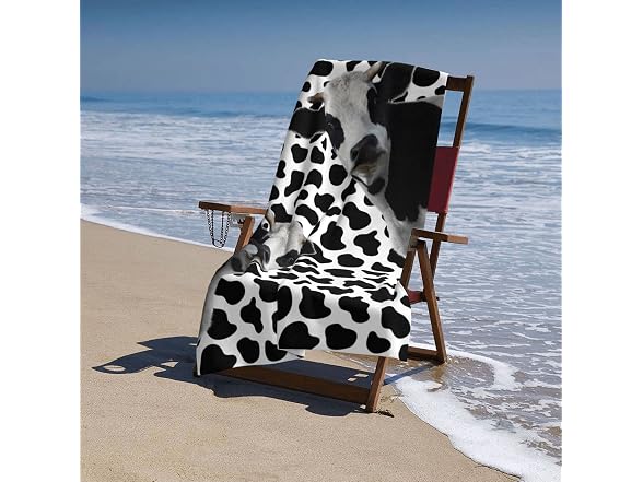 Milk Cow Print Black and White Beach Towel So