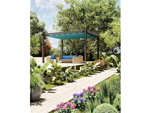 KYBOLT 10x13 Ft Aluminum Pergola with Retractable Canopy