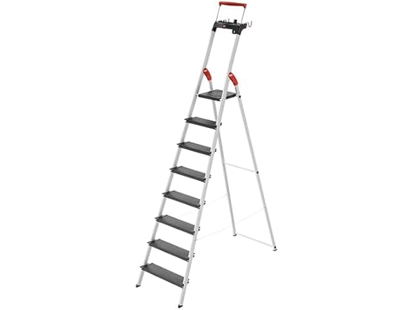 Hailo Folding L100 Step Ladder, Non-Slip, 8 Step