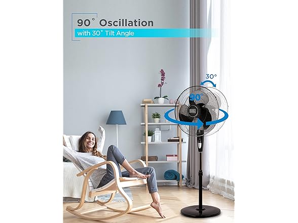 BLACK+DECKER Stand Fan 16in Black