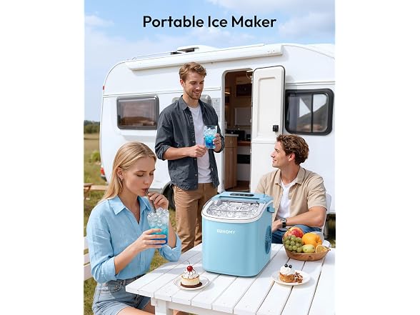 EUHOMY Countertop Ice Maker Machine with Handle, Blue