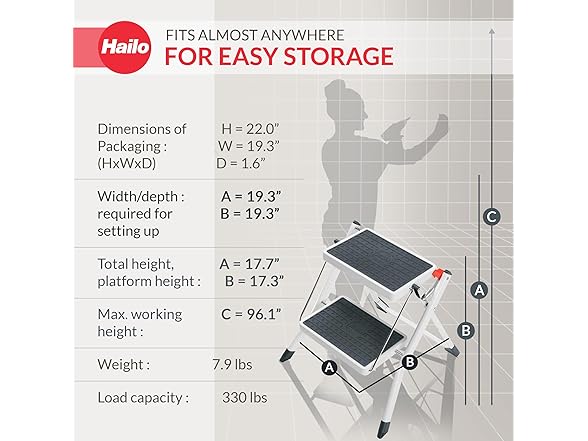 Hailo MK60 Mini (White) Steel Step Stool