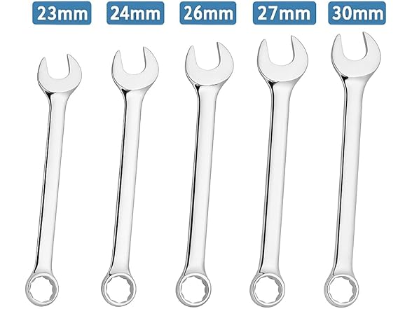 EXXO 4011 5pc Large Metric Combination Wrench Set