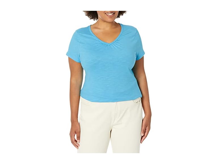 Hanes Womens Slub Cotton V-Neck Tee