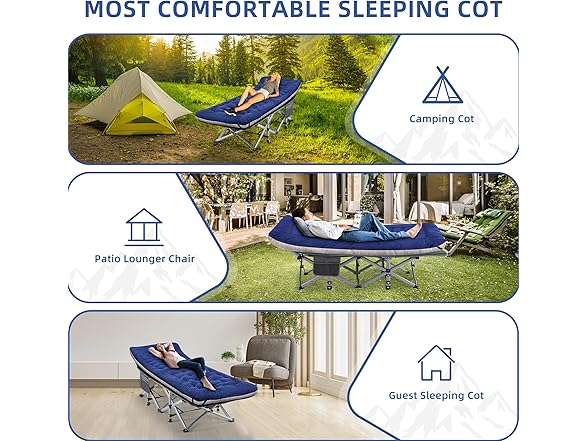 Fragess Portable Camping Cot with Cushion