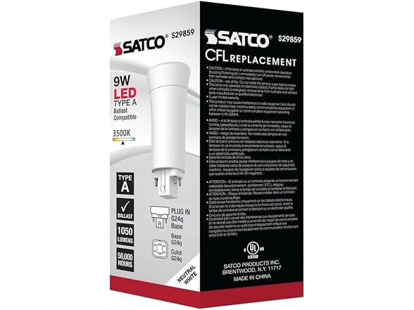 Satco S29859 9W LED PL 4-Pin Light Bulb