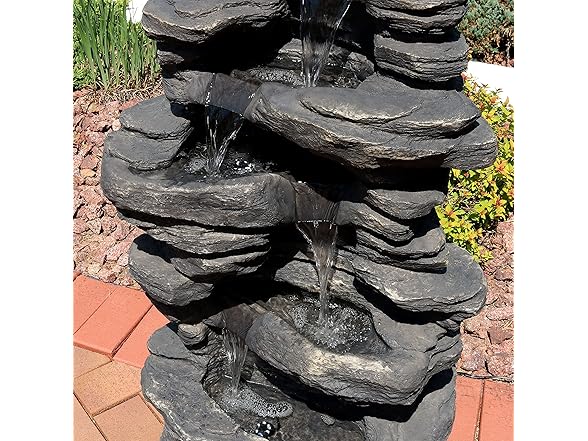 Sunnydaze Rock Falls 39-Inch Polystone Fountain