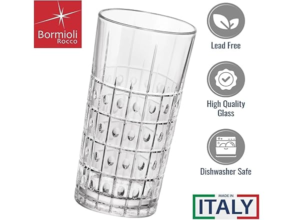 Bormioli Rocco Bartender Este 10.25 oz. Long Drink Drinking Glasses Set of 4
