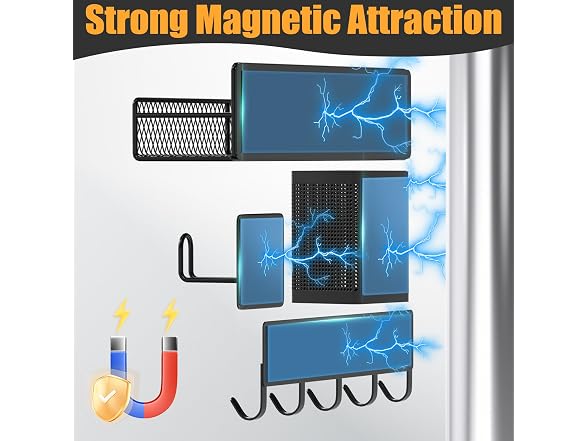 Magnetic Spice Rack for Refrigerator, 10 Pack Black