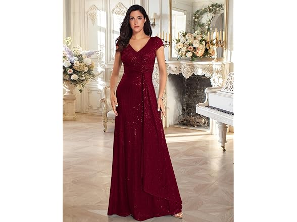 Meilun Women (M) Short Sleeve Sequin Formal Dress