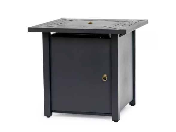 30" Sq Black Steel Fire Table – 50k BTU