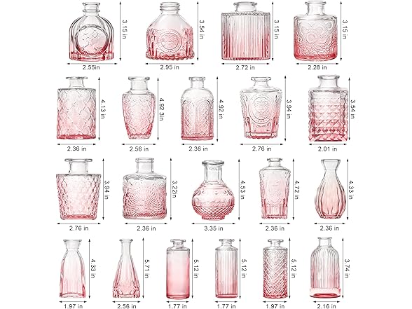 Arme Glass Bud Vase Set of 32 Pcs