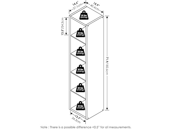 Furinno CUBICLE Book Shelf, 5-Cube Vertical