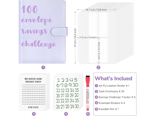 WenmthG 100 Envelopes Challenge Binder