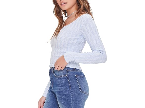 Forever 21 (M) Marled Split-neck Top