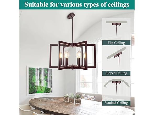 6-Light Chandelier, Farmhouse Dining Room Light Fixture