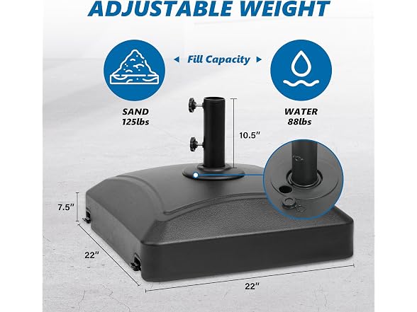 Simple Deluxe 125lb Umbrella Base Square