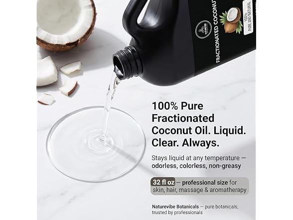 Naturevibe Botanicals Fractionated Coconut Oil 32 Ounces