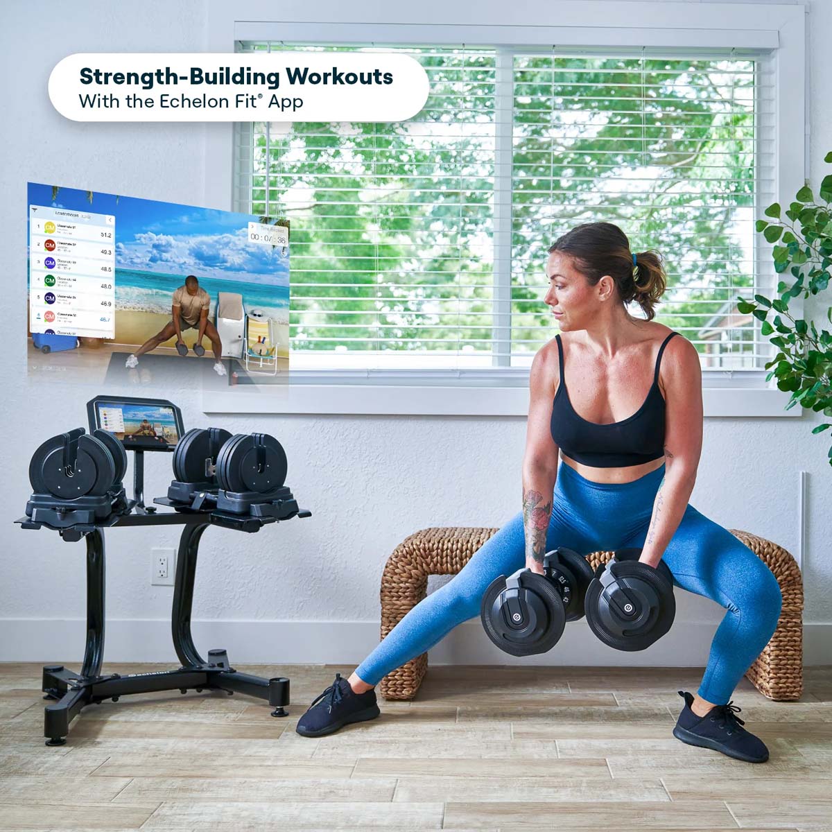 Echelon Strength Adjustable Dumbbells with Stand - Gallery 17
