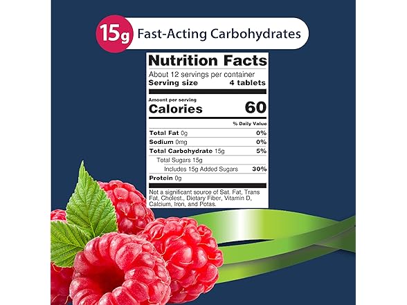 50Ct TRUEplus Glucose Tablets, Chewable, Raspberry