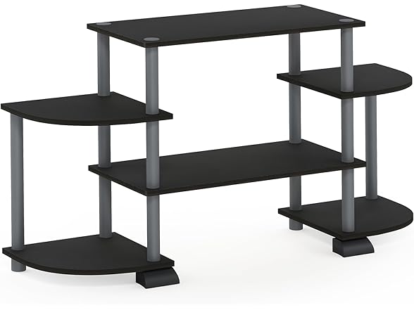 Furinno Turn-N-Tube Rounded Corner TV Stand Black/Grey