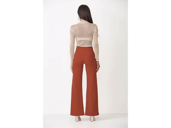 Cemi Ceri Women (M) High Waist Wide Pants Mahogany