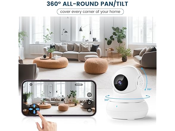 (NEW) Indoor 2K 360 Pan/Tilt Camera w/ Motion Detection
