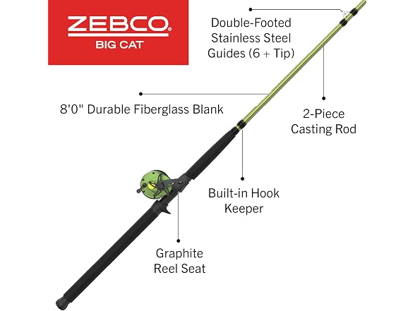 Zebco Big Cat Conventional Reel and Fishing Rod Combo