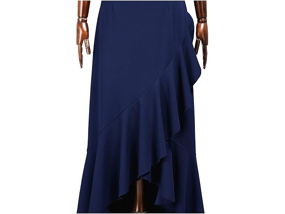 Miusol Women (XL) Elegant V Neck Dress Navy Blue
