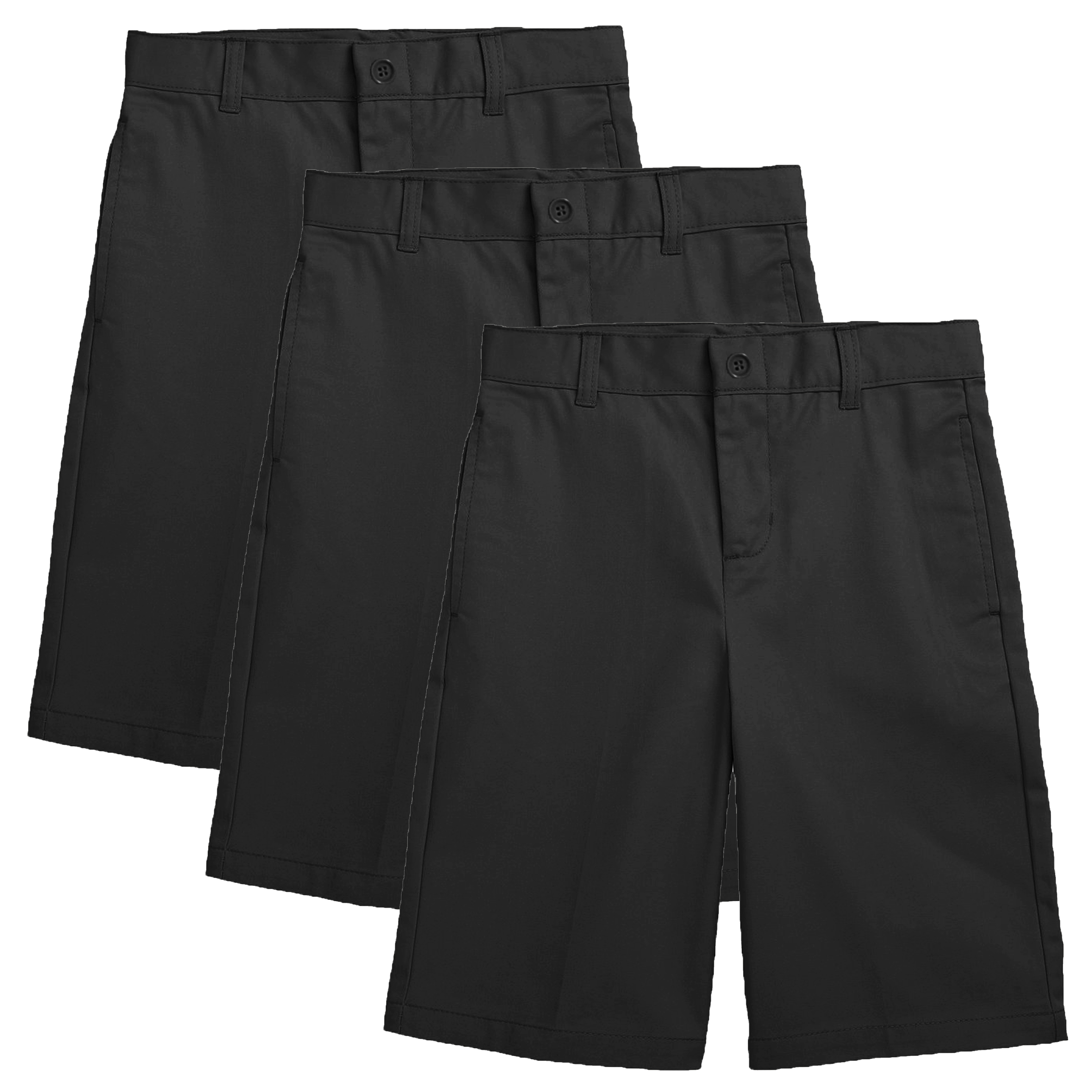 3PK Mens Flat Front Uniform Shorts - Gallery 8
