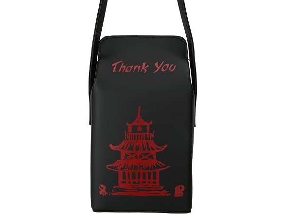 Ondeam Tower Print Crossbody Shoulder Bag Pu Chinese Takeout Box Totes Purse for Women(Black)