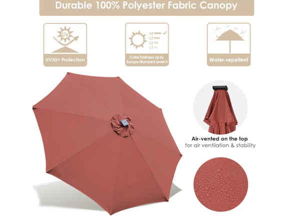 Yescom 9 FT Solar LED Patio Umbrella Outdoor