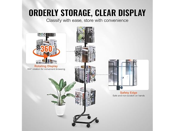 Brochure Display Rack, 4-Tier 32 Pockets